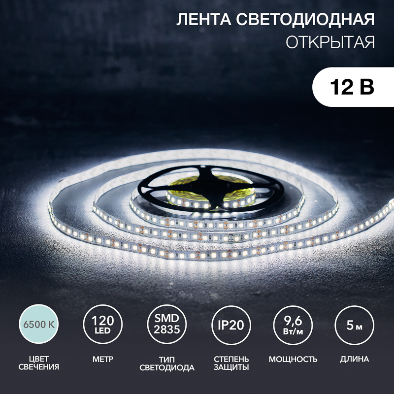   12, SMD2835, 9,6 /, 120 LED/, 6500K, 8, 5, IP20 LAMPER