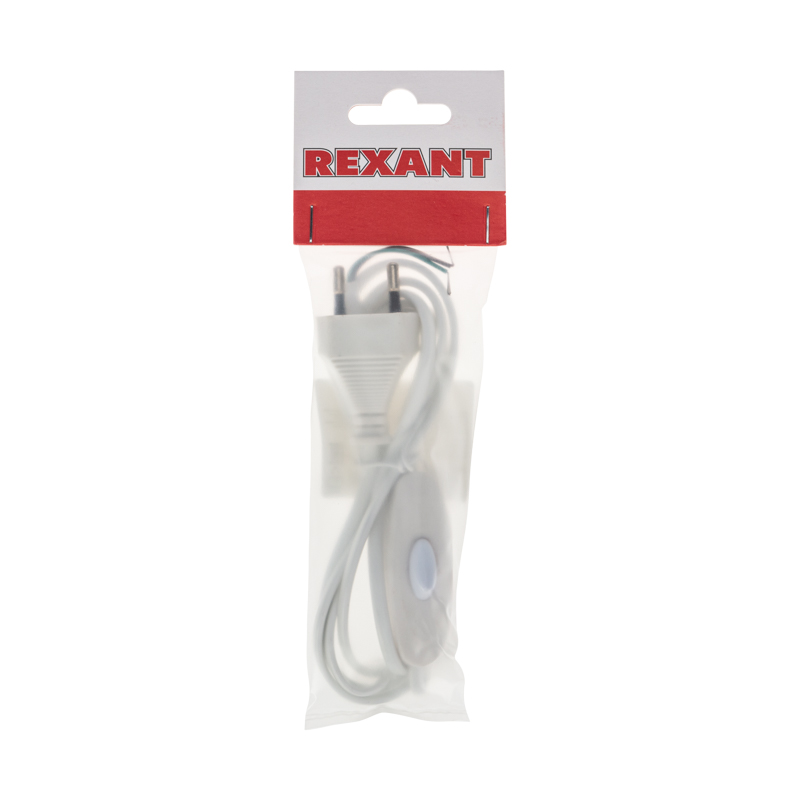 Шнур сетевой 1,8м с выключателем без розетки белый REXANT