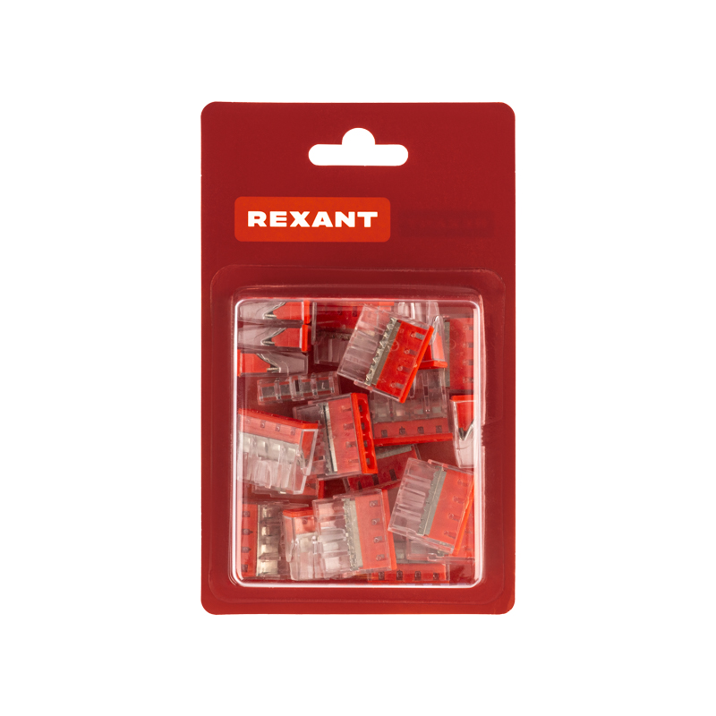 Экспресс-клемма REXANT СМК 2273-204, 4-проводная 0.5-2.5 мм², прозрачная, блистер (20 шт./уп.)