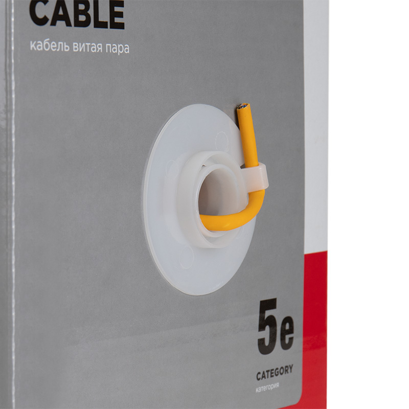 Кабель витая пара U/UTP, CAT 5e, ZH нг(А)-HF, 4PR, 24AWG, INDOOR, SOLID, оранжевый, 305м REXANT