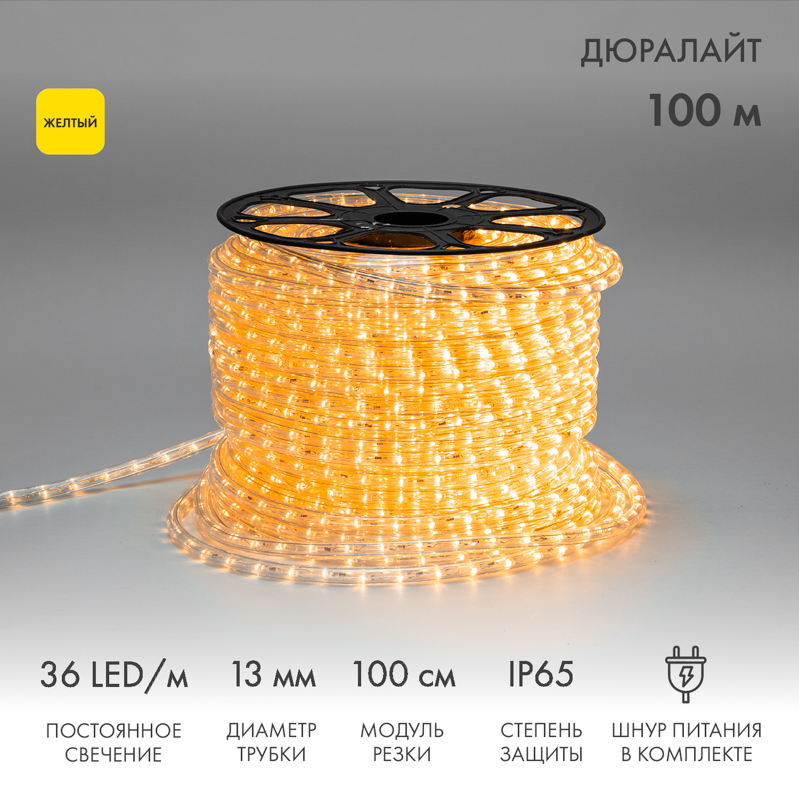 &#1044;&#1102;&#1088;&#1072;&#1083;&#1072;&#1081;&#1090; LED, &#1087;&#1086;&#1089;&#1090;&#1086;&#1103;&#1085;&#1085;&#1086;&#1077; &#1089;&#1074;&#1077;&#1095;&#1077;&#1085;&#1080;&#1077; (2W) - &#1078;&#1077;&#1083;&#1090;&#1099;&#1081;, 36 LED/&#1084;, &#1073;&#1091;&#1093;&#1090;&#1072; 100&#1084; Neon-Night