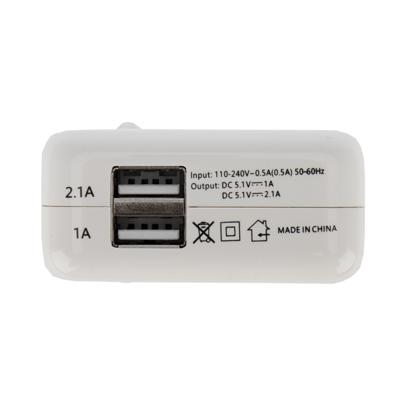 Сетевое зарядное устройство 2xUSB, переходник+адаптер (СЗУ) (5 V, 2100 mA+1000 mA) REXANT