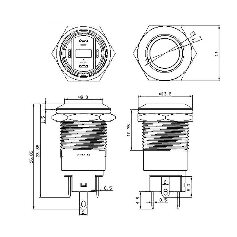   &Oslash;12 12(LED)  (4) OFF-ON  (A-12-C2) REXANT