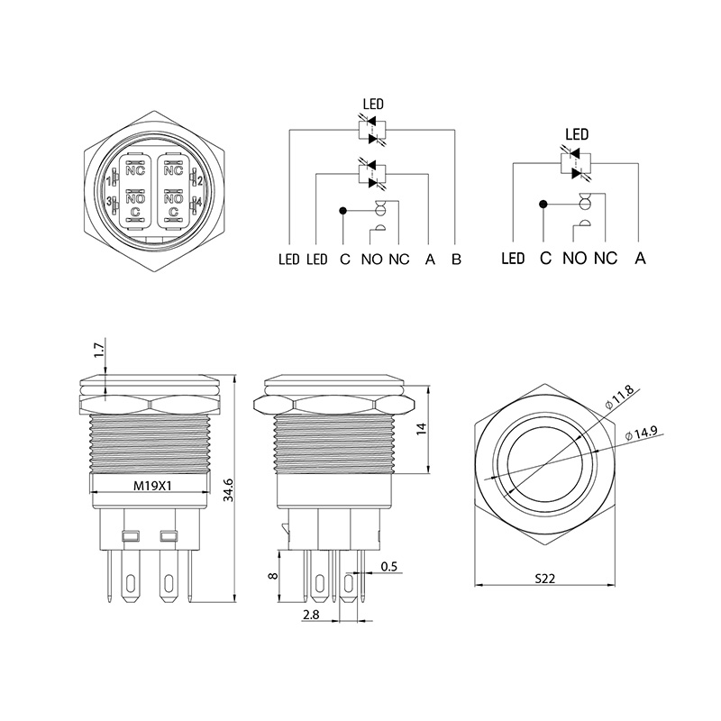   &Oslash;19 250  (5) OFF-ON/ON-OFF / REXANT