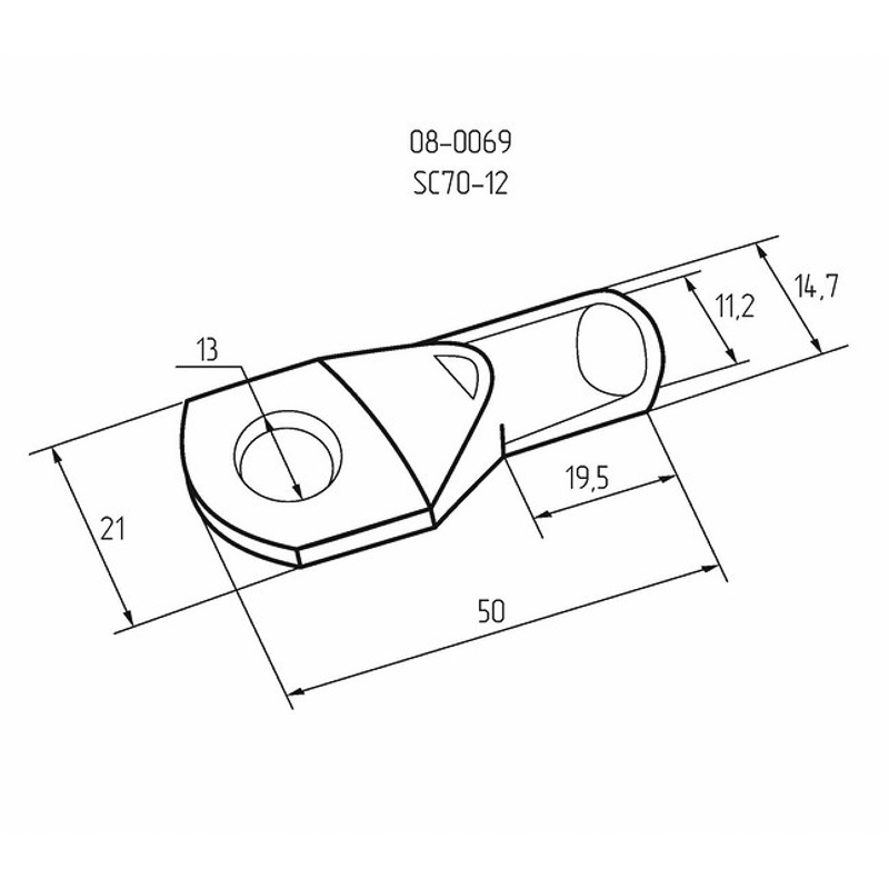 Наконечник кольцевой REXANT НК, ø13 мм, 70 мм², ТМЛ (DIN) 70-12