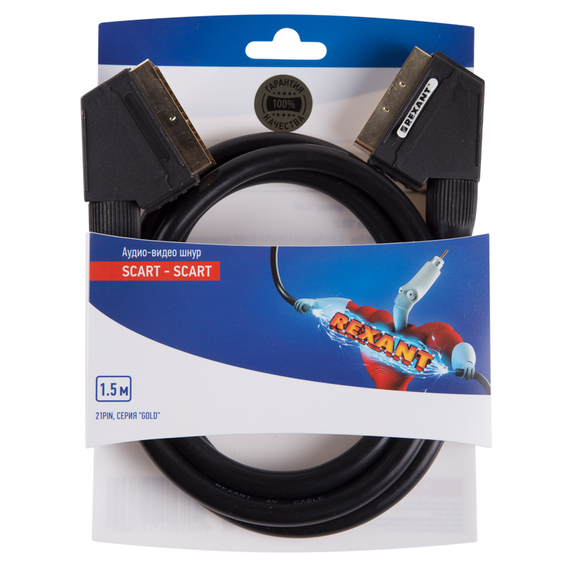  SCART - SCART (21pin) 1,5, Gold REXANT