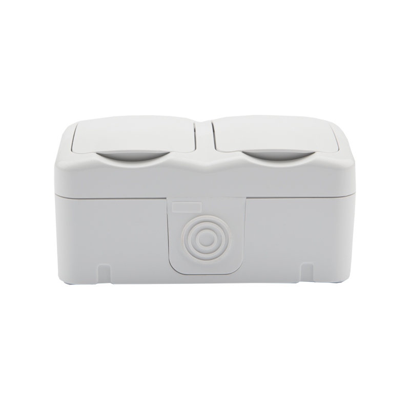 Блок горизонтальный 2 розетки Mini OG IP54 с/з, о/у, белый KRANZ