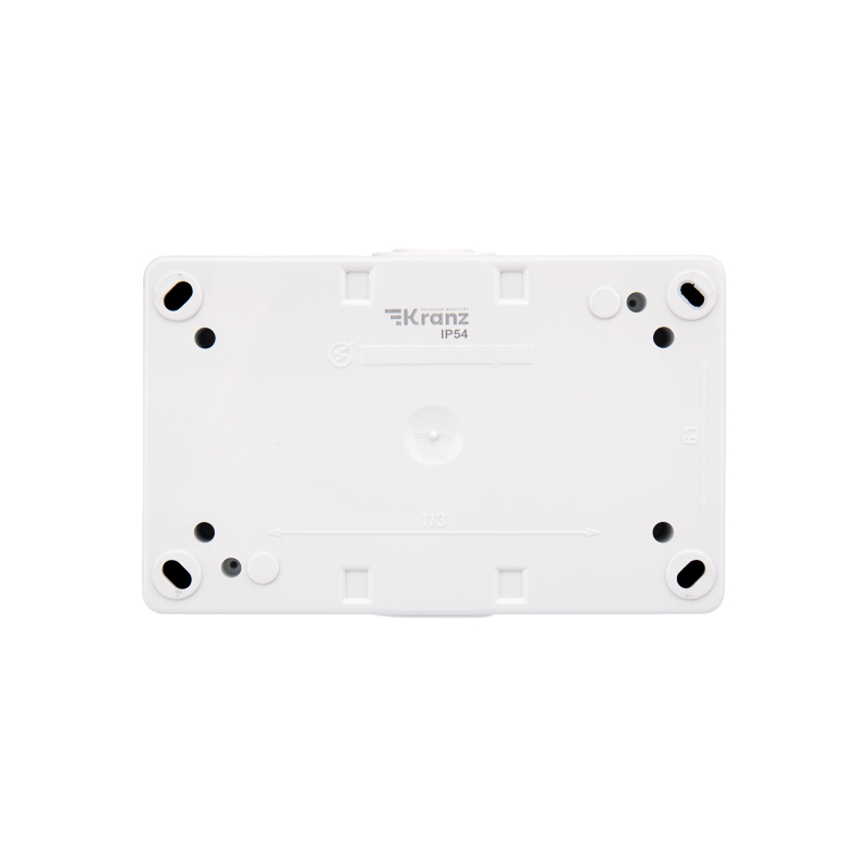 Блок горизонтальный 2 розетки (керамика) INDUSTRIAL IP54 с/з, о/у, белый KRANZ