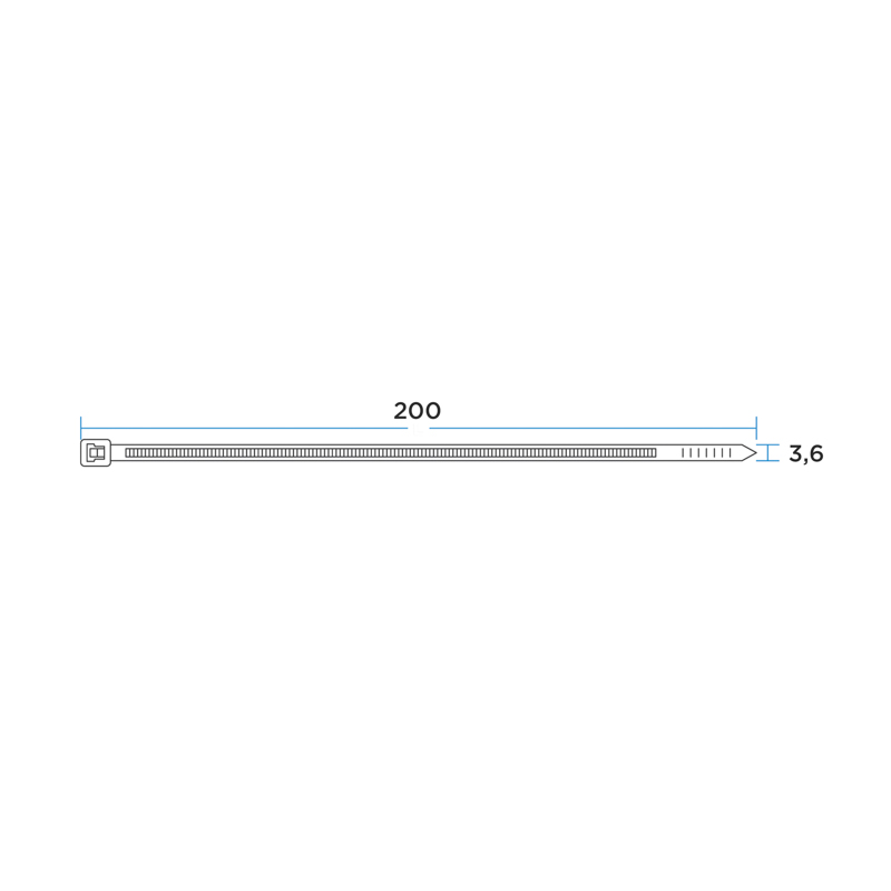 Стяжка кабельная нейлоновая 200x3,6мм, белая (100 шт/уп) PROconnect