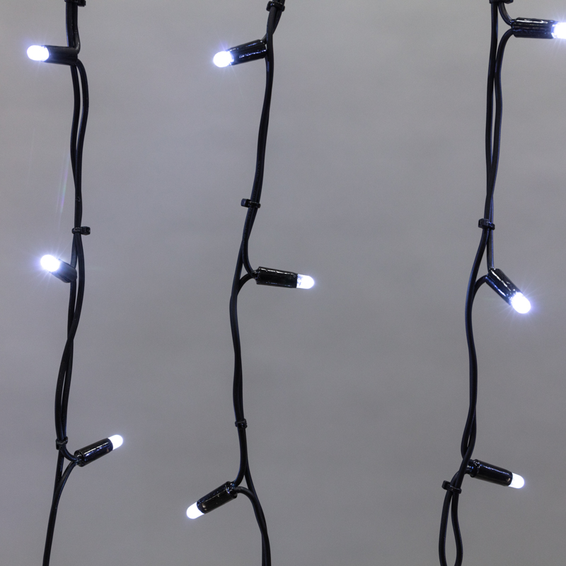Гирлянда светодиодная Бахрома (Айсикл) 3,2х0,9м 120 LED БЕЛЫЙ черный каучук 3,3мм IP67 постоянное свечение 230В блок в комплекте NEON-NIGHT