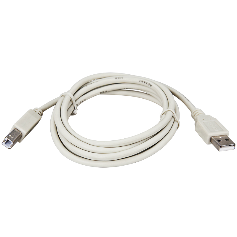 Кабель USB-А– USB-B, 2,4А, 1,8м, ПВХ, серый REXANT