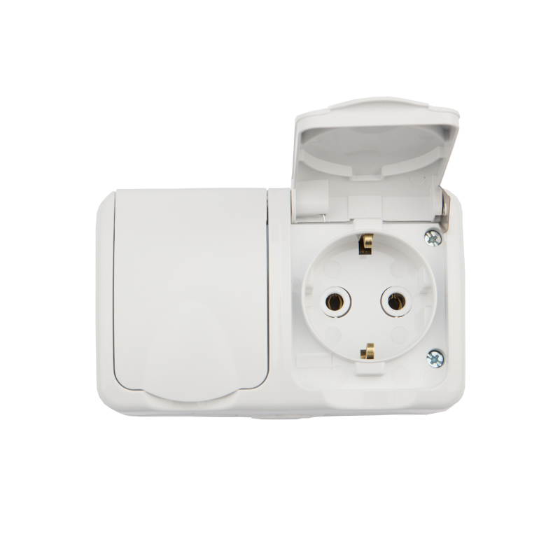 Блок горизонтальный 2 розетки Mini OG IP54 с/з, о/у, белый KRANZ