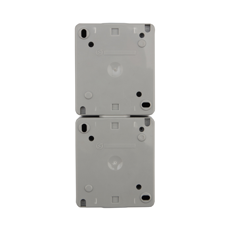 Блок вертикальный 2 розетки (керамика) INDUSTRIAL IP54 с/з, о/у, серый KRANZ
